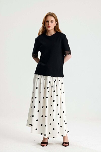 ROSE ARYA White Big Polka Dot Skirt