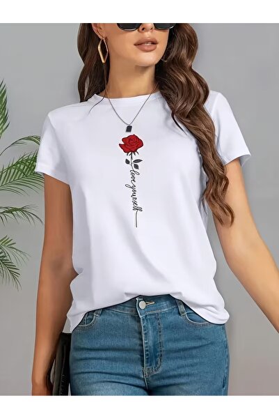 PAVRO Tricou cu imprimeu mixt pentru femei, confortabil, cu croială lejeră
