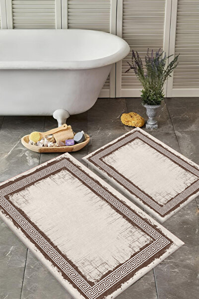 VİVİCAHOME Washable Non-Slip Based 2-Piece Bath Mat Set Stylish Design Bath Mat