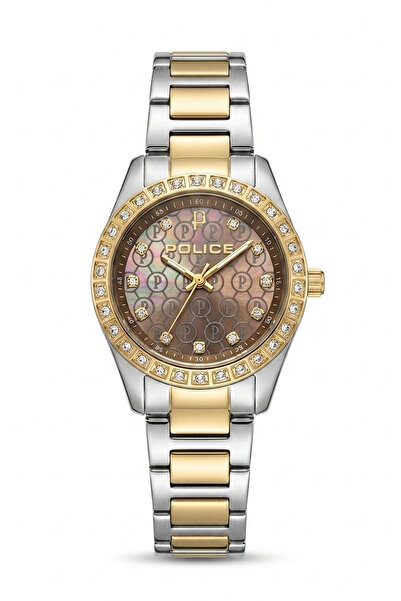 Police Women's EVA Analog Silver & Gold Stainless Steel Watch P 14736LSTG-40M...