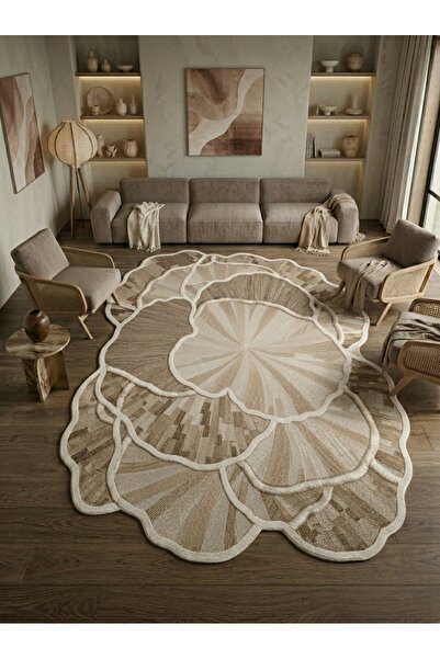 Rugs Modern Halı SDT Kahverengi Renkli Modern Organik Formlu Pastel Minimalis...