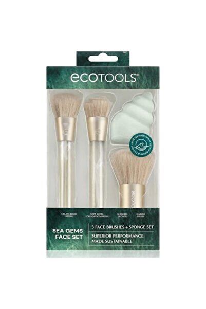 Ecotools Sea Gems Makeup Brush Set, 4 pieces, white-blue, universal