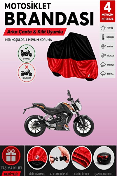 Cemku Double Black Top - Red Bottom, Rear Bag Compatible Ktm 200 Duke Abs Mot...