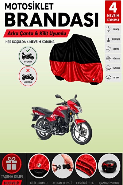 Cemku Double Black Top - Red Bottom, Rear Bag Compatible Kanuni S170T Motorcy...