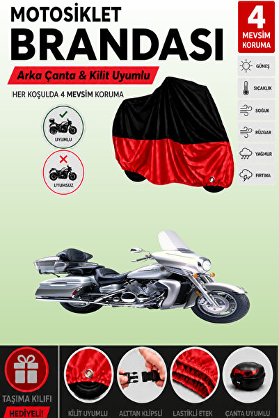 Cemku Double Black Top - Red Bottom, Rear Bag Compatible Yamaha Venture Royal...