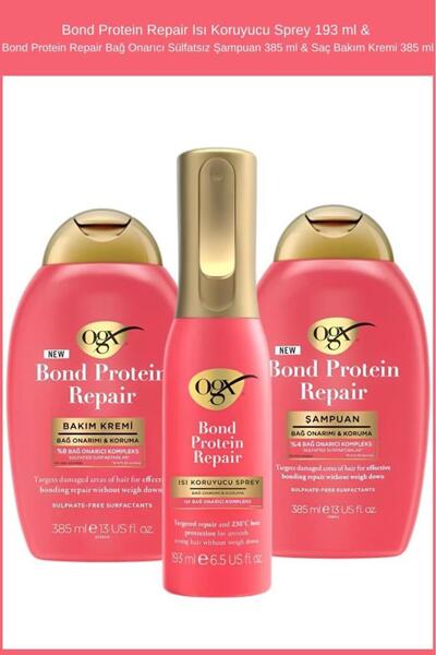 OGX Bond Protein Repair Isı Koruyucu Sprey 193 ml & Bond Protein Repair Bağ O...