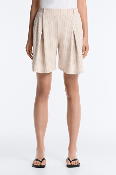 Oysho Wide striped pleated bermuda shorts