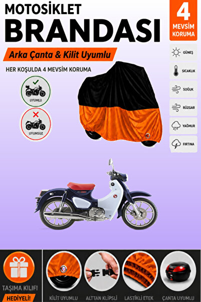 Cemku Double Black Top - Orange Bottom, Rear Bag Compatible Honda C90 Super C...