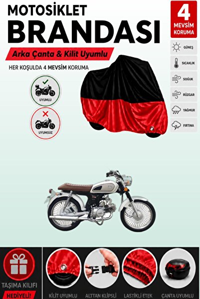 Cemku Double Black Top - Red Bottom, Rear Bag Compatible Kuba Rx9 50 Motorcyc...
