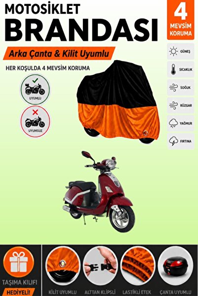 Cemku Double Black Top - Orange Bottom, Rear Bag Compatible Mondial 150 Znx M...
