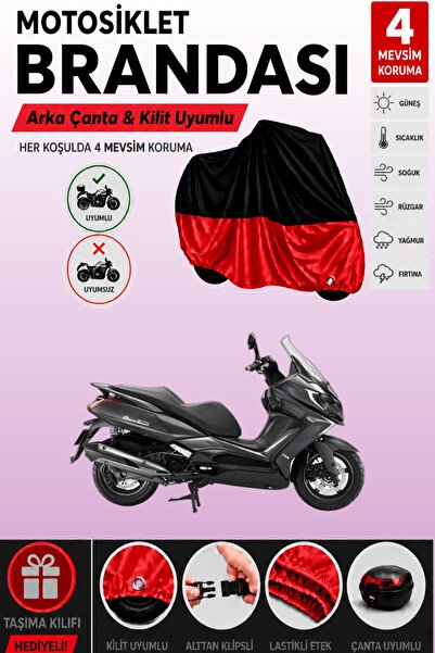Cemku Double Black Top - Red Bottom, Rear Bag Compatible Kymco Downtown 350I ...