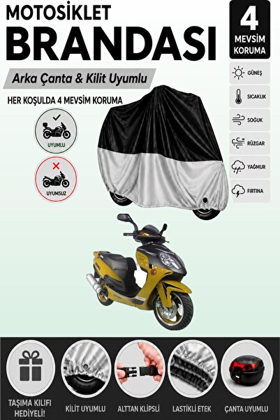 Cemku Double Black Top - Gray Bottom, Rear Bag Compatible Yuki Yk150T-20 Moto...