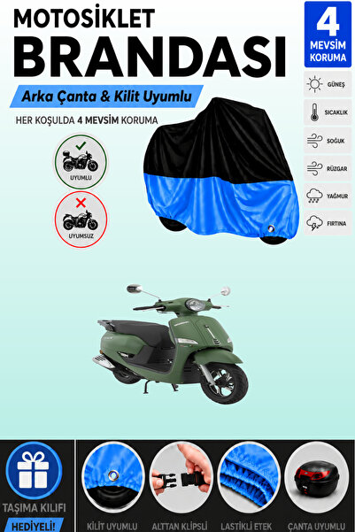 Cemku Double Black Top - Blue Bottom, Rear Bag Compatible Mondial 50 Exon Mot...