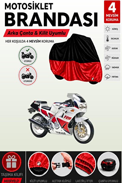Cemku Double Black Top - Red Bottom, Rear Bag Compatible Yamaha Fzr 250 Motor...