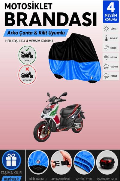 Cemku Double Black Top - Blue Bottom, Rear Bag Compatible Aprilia Sr 150 Moto...