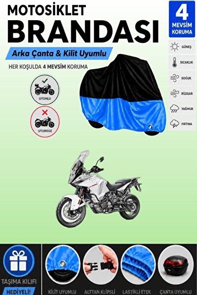 Cemku Double Black Top - Blue Bottom, Rear Bag Compatible Ktm 1290 Super Adve...