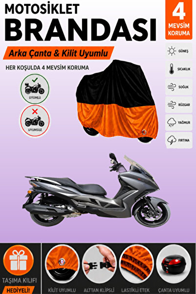 Cemku Double Black Top - Orange Bottom, Rear Bag Compatible Arora Gt 250 Moto...