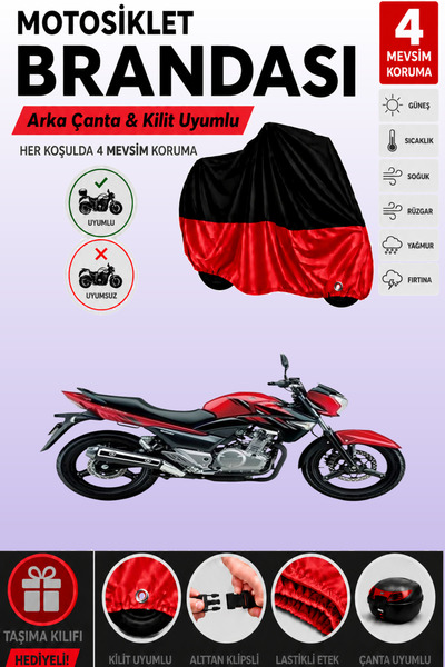 Cemku Double Black Top - Red Bottom, Rear Bag Compatible Suzuki Gw250 Motorcy...