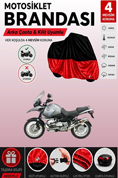 Cemku Double غطاء علوي أسود - سفلي أحمر، غطاء خلفي متوافق مع دراجة BMW R 1150...