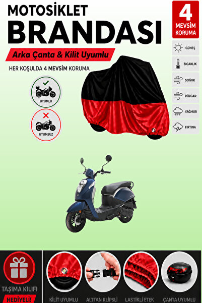 Cemku Double Black Top - Red Bottom, Rear Bag Compatible Sym Mio 100 Motorcyc...