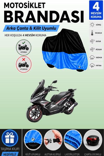 Cemku Double Black Top - Blue Bottom, Rear Bag Compatible Kymco Grand Dink 25...