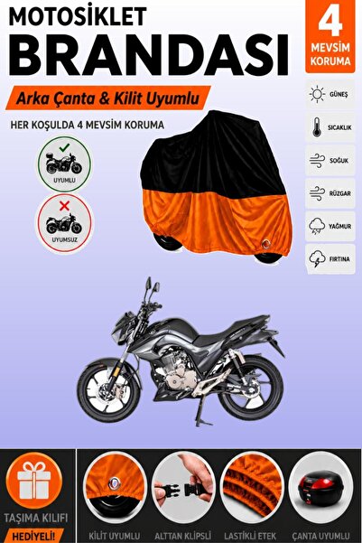 Cemku Double Black Top - Orange Bottom, Rear Bag Compatible Mondial 125 Drift...