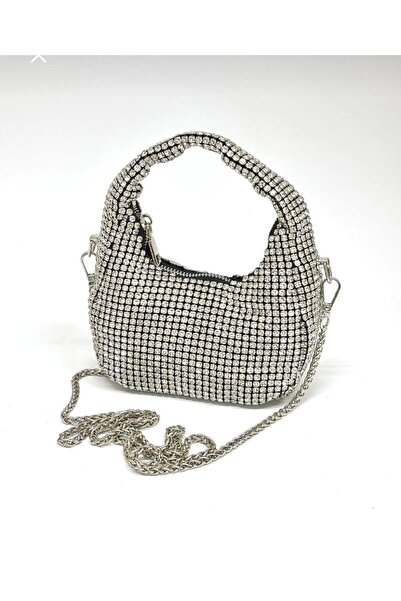 VEYİS USTA Women's Evening Dress Portfolio Handbag Silver