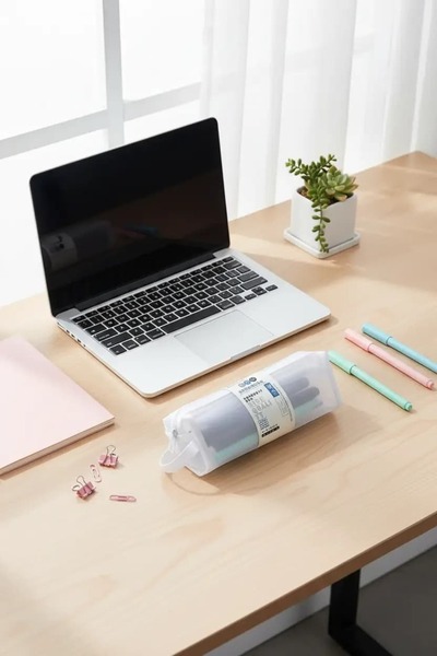 Miniso Minimalizm Serisi A6 Çift Izgara Örgü Kalemlik – Şeffaf Fileli Fermuar...