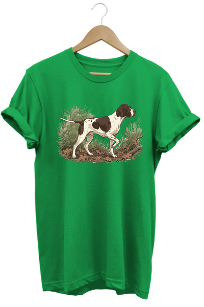 remonz British Pointer Dog Printed Crew Neck Cotton Outdoor and Camping T-Shirt