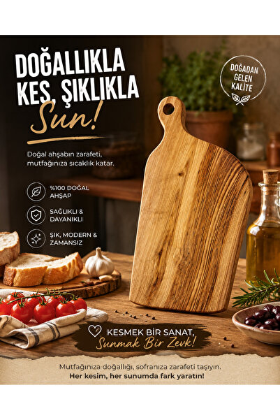 seymen bıçakçılık Natural Solid Wood Cutting Board – Stylish Presentation and...