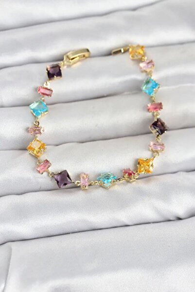 Generic Brand Crystal Stone Cut Mixed Color Gold Color Gema Women's Bracelet ...