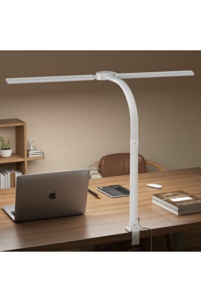 OEM Kary Adjustable LED Desk Lamp with Clamp, 24W Double Head with USB Port a...
