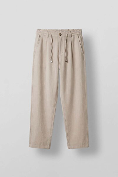 ablukaonline Men's Relaxed Fit Lace-Up Comfortable Fit Pants Stone Color