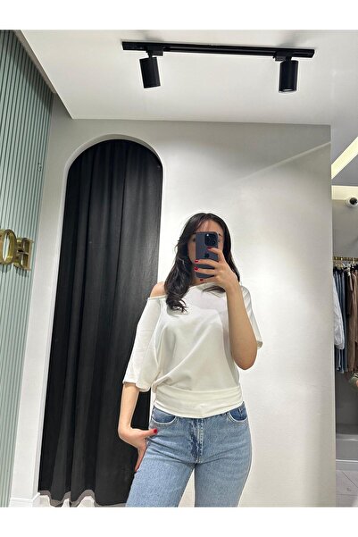 Kadın Düşük Omuz Oversize Modal Salaş Bluz
