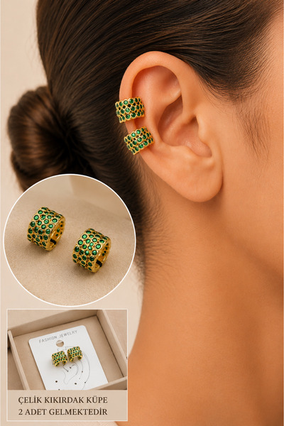Jack Ferrero Zircon Stone Detailed Cartilage Earring/Earcuff/Conch (No Pierci...