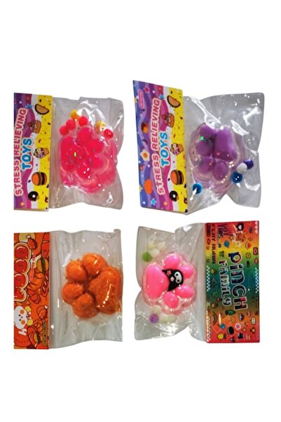 SIGMA TOY Set de 4 Jucării Senzoriale Antistres Squishy, Lăbuțe de Pisică, Fa...