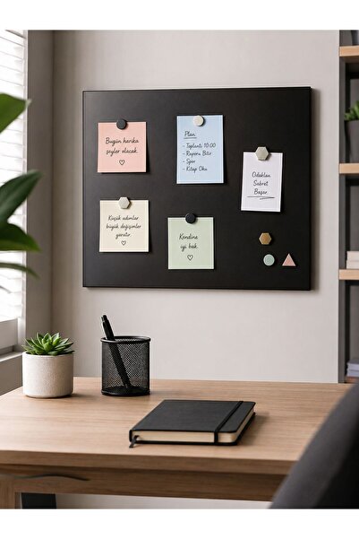 pınars Magnetic Board, Black Color, 40X60 Cm, Decorative Metal Magnet Board
