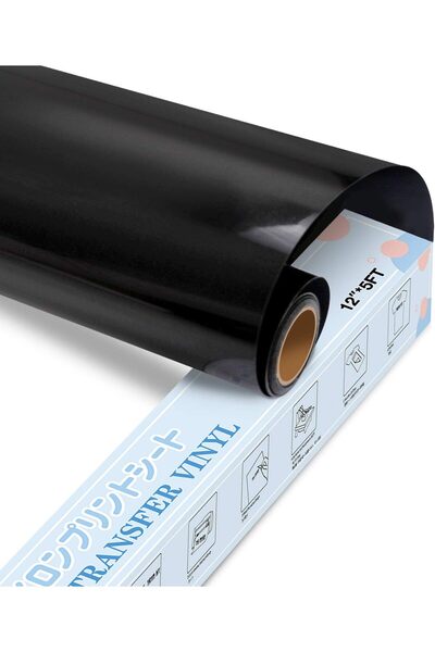 Yrym Ht HTV Black Heat Transfer Vinyl Rolls - 30.5 cm x 152.4 cm Black HTV Vi...