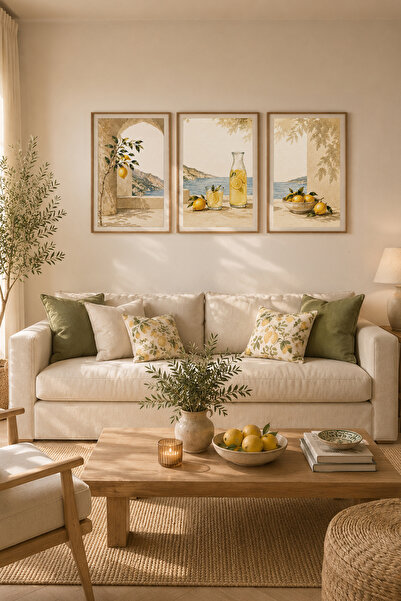 ARTI HOME Limon Temalı 3’lü Poster Seti – Dekoratif Duvar Tablosu- Çerçeve Gö...