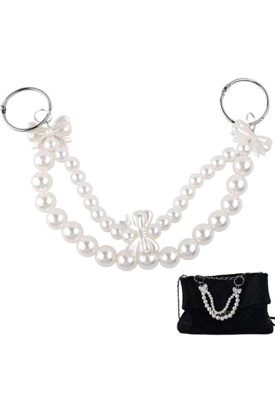 Other Mikovivi Pearl Bag Charm Chain, 13.78in Elegant Imitation Pearl Purse S...