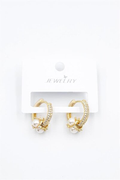 atastore2017 Jewelled Hoop Earrings with Pearls - Gold