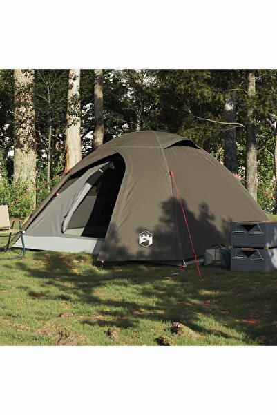 vidaxl Cort de camping cupola pentru 4 persoane, maro, impermeabil