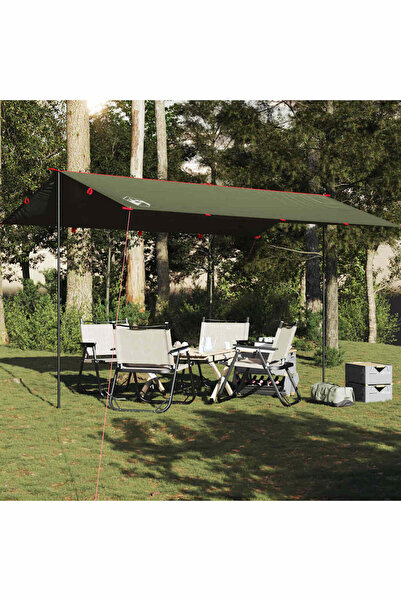 vidaxl Prelata de camping, verde masliniu, 506x306 cm, impermeabila