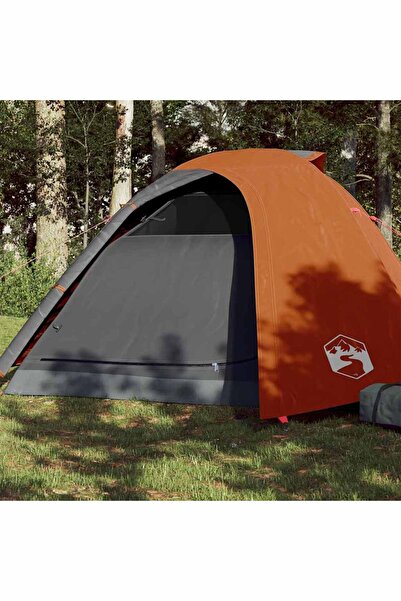 vidaxl Cort de camping pentru 4 persoane, gri/portocaliu, impermeabil