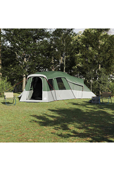 vidaxl Cort de Familie cu acoperis Verde 762 x 655 x 218 cm tafta