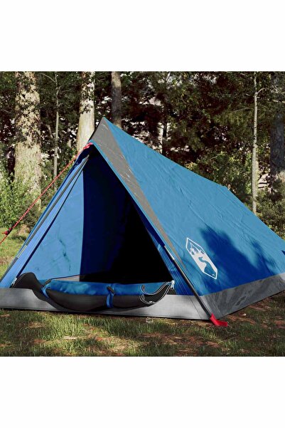 vidaxl Cort camping pentru 2 persoane, albastru, impermeabil