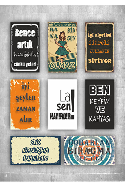Yıldırım DUVAR YAZILARI (ATARLI, KOMİK, ESPRİLİ)-17x29,5 cm 8 Çeşit Dekoratif...