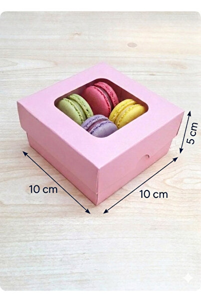 Deniz Party Store Düz Pembe 10x10x5 cm lüx demonte pencereli hediye kutusu 5 ...