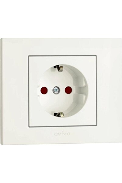 OVİVO Grano White Child-Proof Grounded Socket (with Frame)