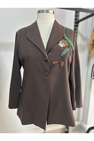 mardi exclusive Women's Plus Size Embroidered Blazer Jacket